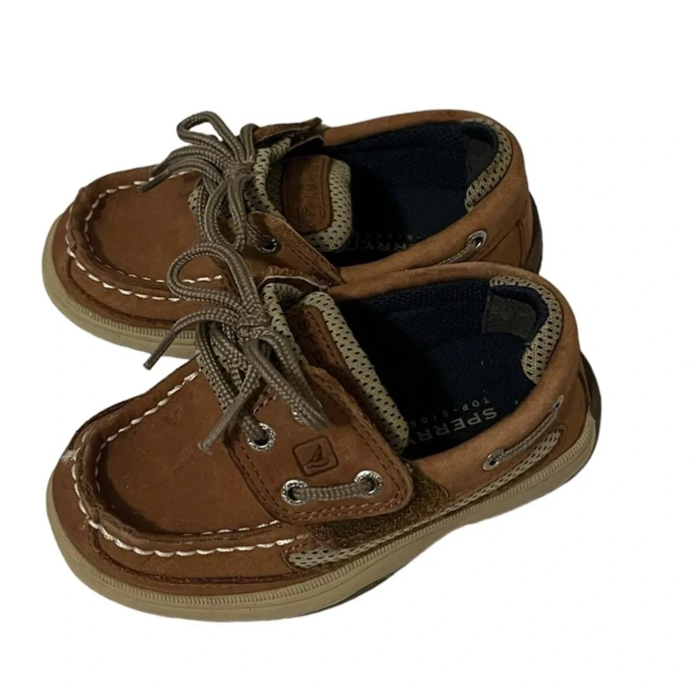 Sperry Brown Moccasin Shoes with Nautical Design